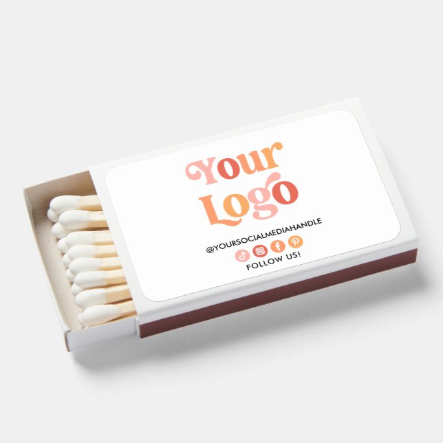 Custom Business Logo Social Media Promotional  Matchboxes (Front Open)