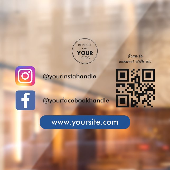Custom Business Logo Social Media QR Code Scan Window Cling (Sheet 2)