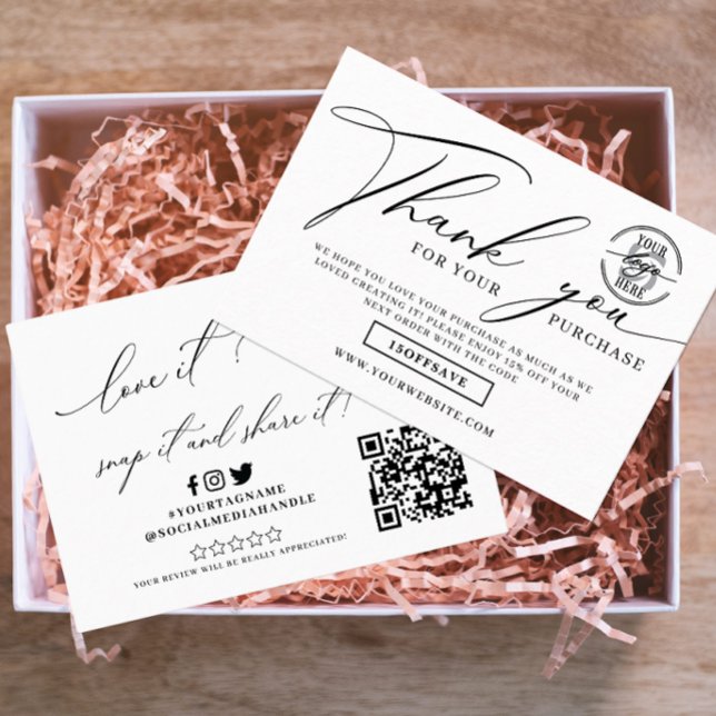 Custom Business Logo Social Media Thank You Enclosure Card (Creator Uploaded)