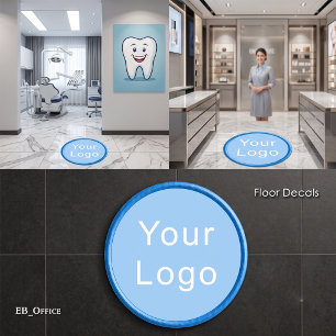 Custom Business Logo   Soft Blue Azure Circle  Floor Decals