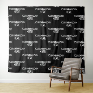 Custom Business Logo Step & Repeat Backdrop Black