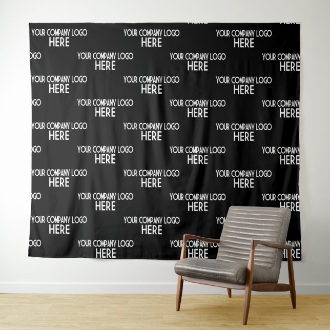 Custom Business Logo Step & Repeat Backdrop Black (In Situ (Horizontal))