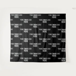 Custom Business Logo Step & Repeat Backdrop Black