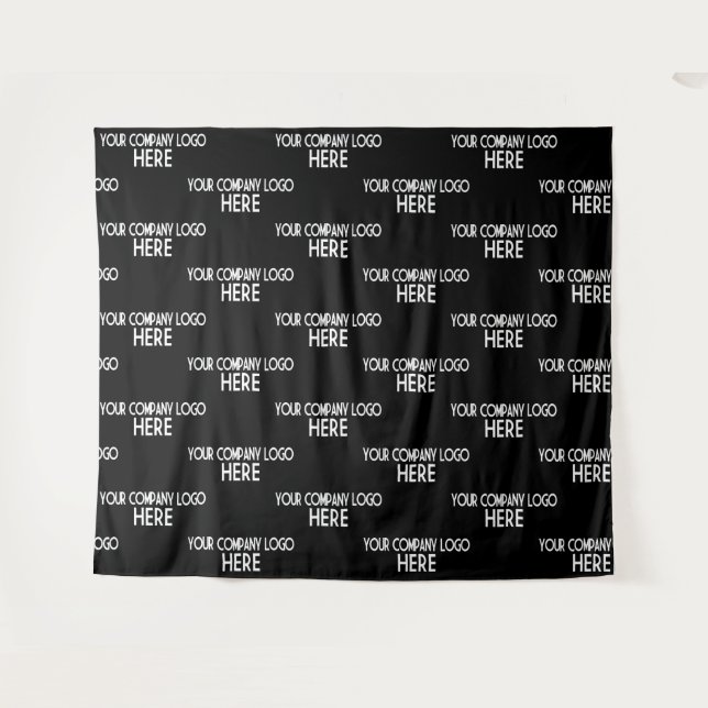 Custom Business Logo Step & Repeat Backdrop Black (Front (Horizontal))