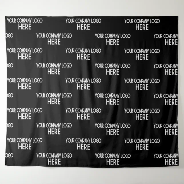 Custom Business Logo Step & Repeat Backdrop Black | Zazzle