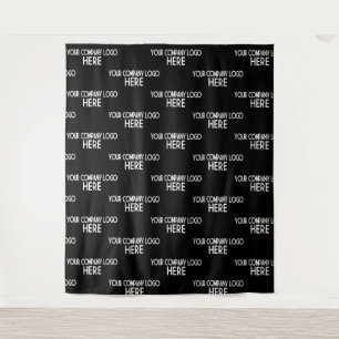 Custom Business Logo Step & Repeat Backdrop Black