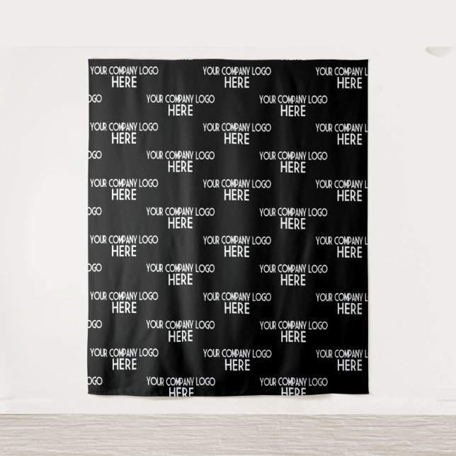 Custom Business Logo Step & Repeat Backdrop Black (Front)