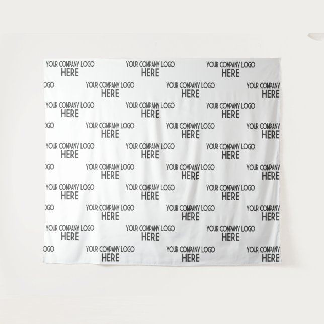 Custom Business Logo Step & Repeat Backdrop White (Front (Horizontal))