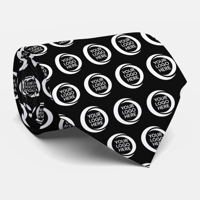 Custom Business Logo Template Black Neck Tie (Rolled)