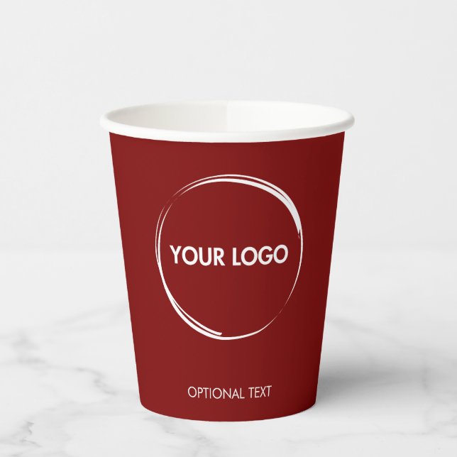 Custom Business Logo Template Burgundy Paper Cups (Left)