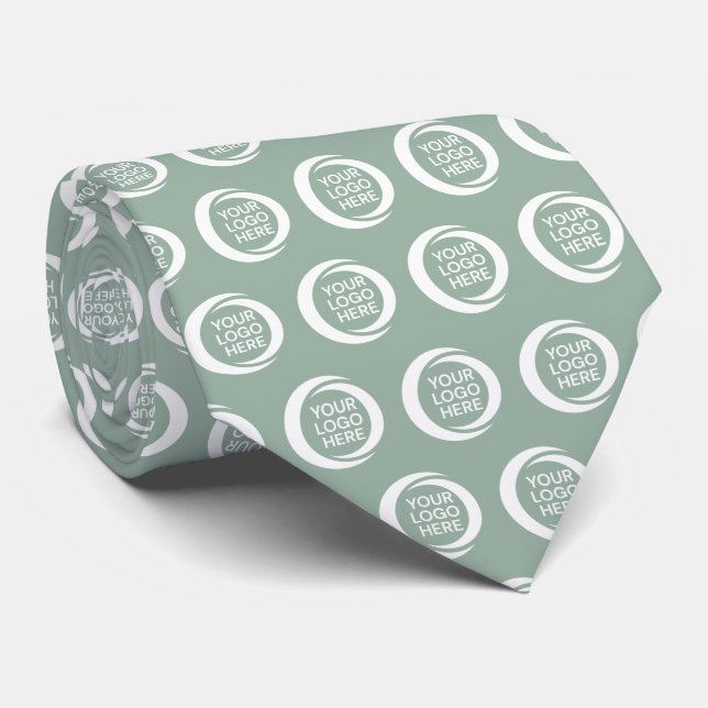 Custom Business Logo Template Sage Green Neck Tie (Rolled)