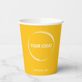Custom Business Logo Template Yellow Paper Cups