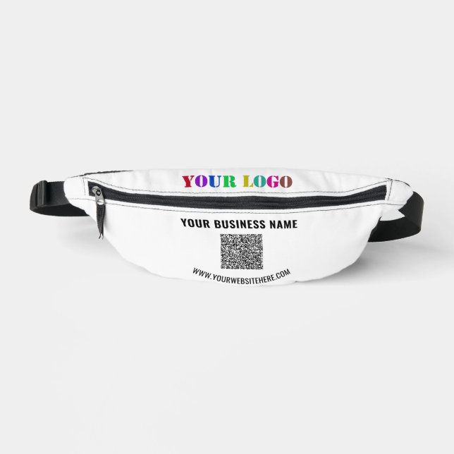 Custom Business Logo Text and QR Code Fanny Pack (Front)
