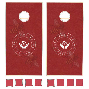 Custom Business Logo Text and URL Color Cornhole Set