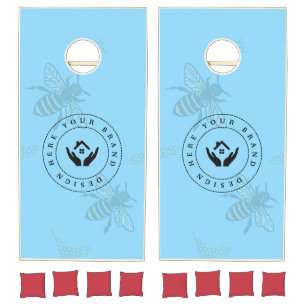 Custom Business Logo Text and URL Color Cornhole Set
