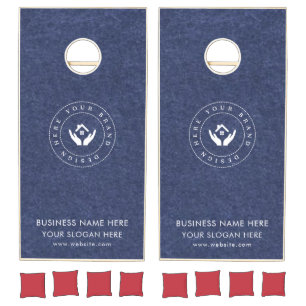 Custom Business Logo Text and URL Color Cornhole Set