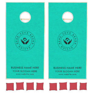 Custom Business Logo Text and URL Color Cornhole Set