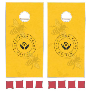 Custom Business Logo Text and URL Color Cornhole Set