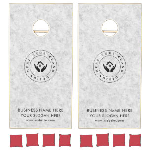 Custom Business Logo Text and URL Color Cornhole Set