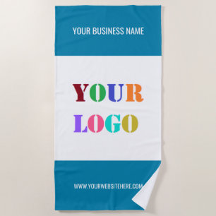 Custom Business Logo Text Beach Towel - Your Color