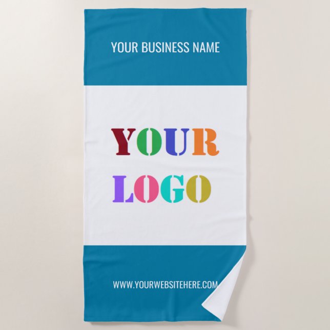 Custom Business Logo Text Beach Towel - Your Color (Front)