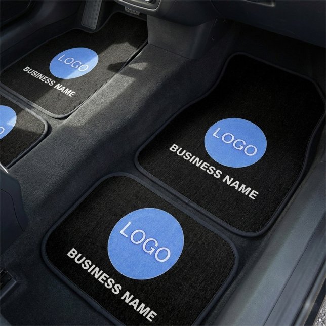Custom Business Logo & Text - Black Car Floor Mats (Custom Text & Business Logo)