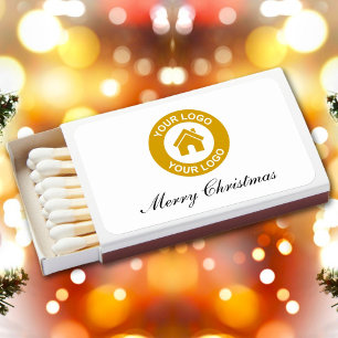 Custom Business Logo Text Black White Matchboxes