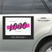 Business service add logo black white gray border car magnet