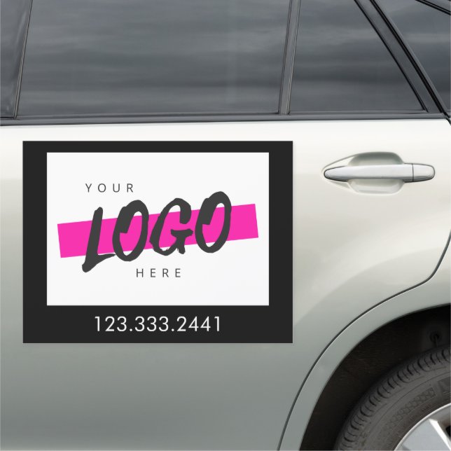 Custom business logo text Car Sign Promotional B&W (In Situ)