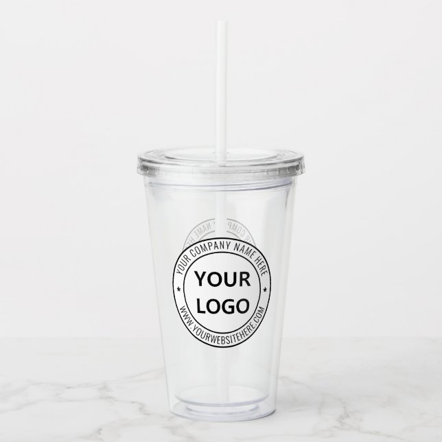 Custom Business Logo Text Company Acrylic Tumbler (Front)