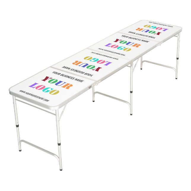 Custom Business Logo Text Company Beer Pong Table (Angled)