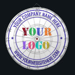 Custom Business Logo Text Company Dart Board<br><div class="desc">Custom Colors and Fonts - Design Your Own Dartboards with Simple Personalized Your Company Logo and Name Website or Custom Text Professional Design Promotional Business Dart Board / Gift - Add Your Logo - Image or Photo - QR Code / Name - Company / Website or Phone , E-mail /...</div>