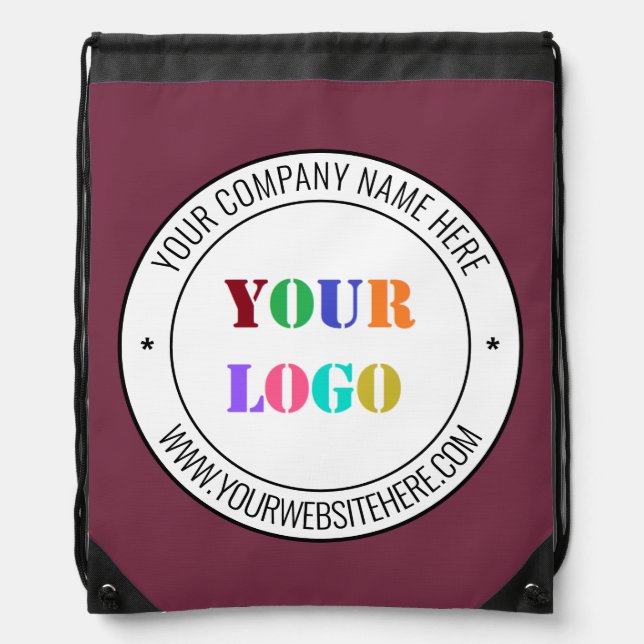 Custom Business Logo Text Company Drawstring Bag (Front)