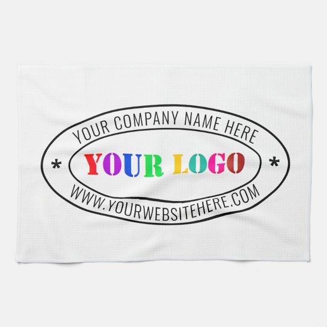 Custom Business Logo Text Company Kitchen Towel (Horizontal)