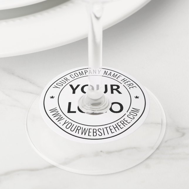 Custom Business Logo Text Company Wine Glass Tag (Close Up)