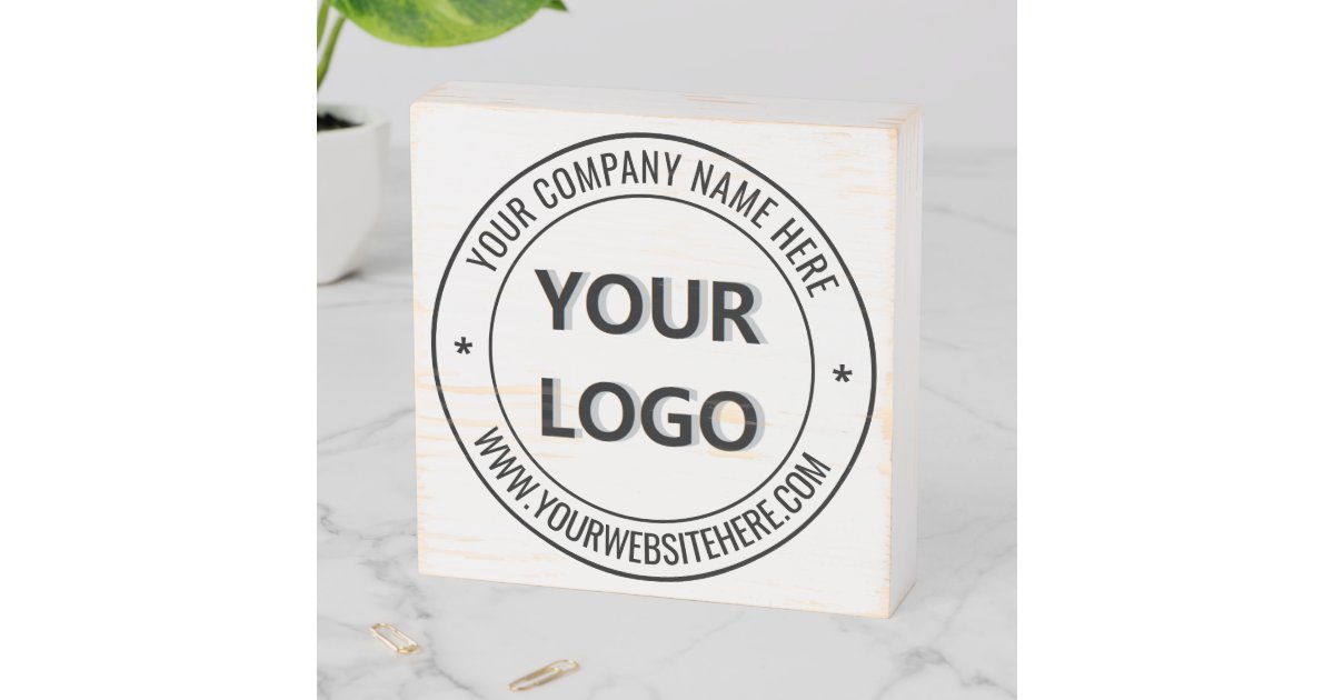Custom Business Logo Text Company Wooden Box Sign | Zazzle