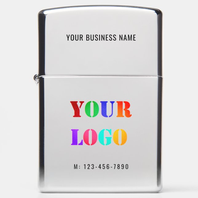 Custom Business Logo Text Company Zippo Lighter (Front)