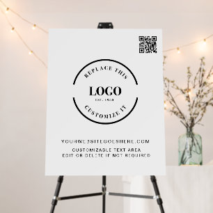 Custom Business Logo Text Event Sign with QR Code