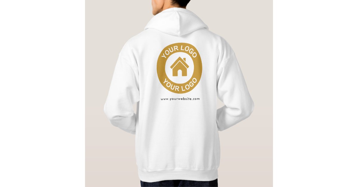 Custom Business Logo Text Front and Backside Print Hoodie | Zazzle.com
