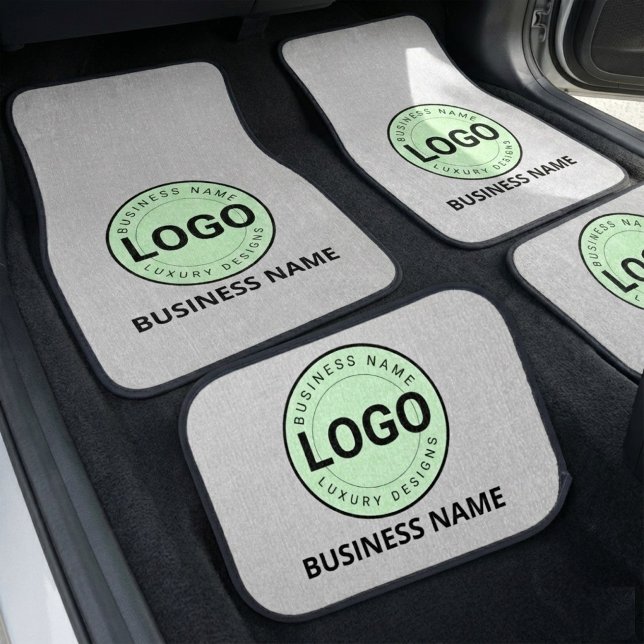 (Custom Business Logo & Text) Gray Car Floor Mats (logo text - set of 4 Car Floor Mats)