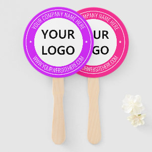 Custom Business Logo Text Hand Fan Choose Colors