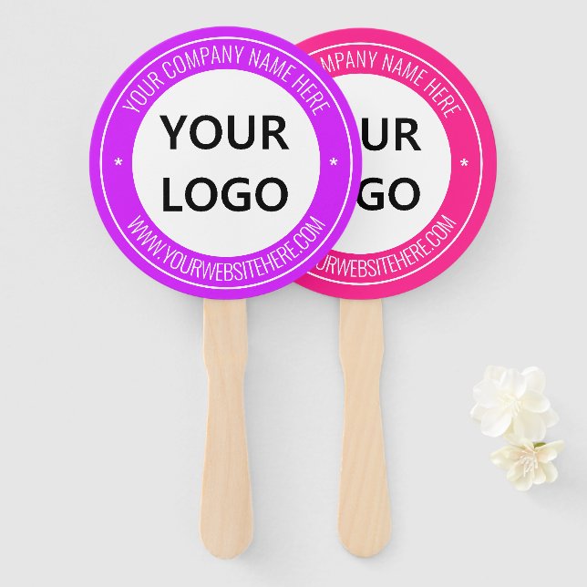 Custom Business Logo Text Hand Fan Choose Colors (Front and Back)