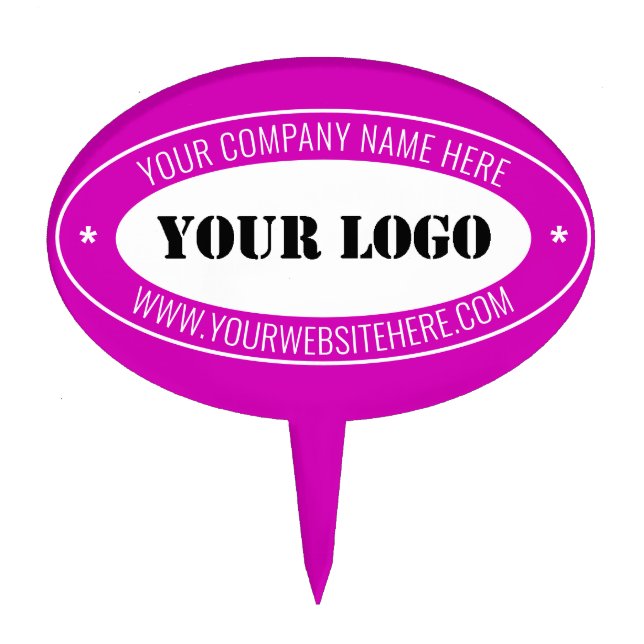 Custom Business Logo Text Info Stamp Cake Topper (Front)