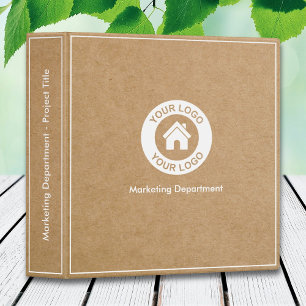 Custom Business Logo Text Kraft Paper Style 3 Ring Binder