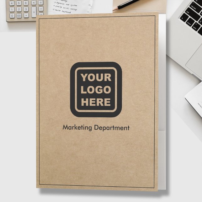 Custom Business Logo Text Kraft Paper Style Pocket Folder (Creator Uploaded)