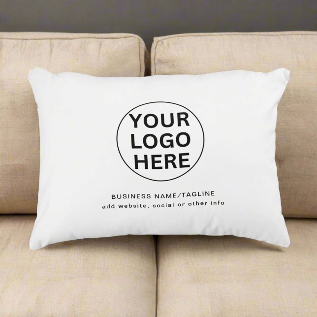 Custom Business Logo & Text l Black & White Promo Accent Pillow (Creator Uploaded)