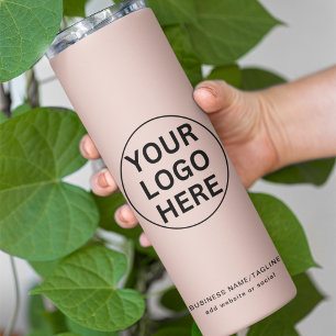 Custom Business Logo & Text l Blush Pink Branded  Thermal Tumbler