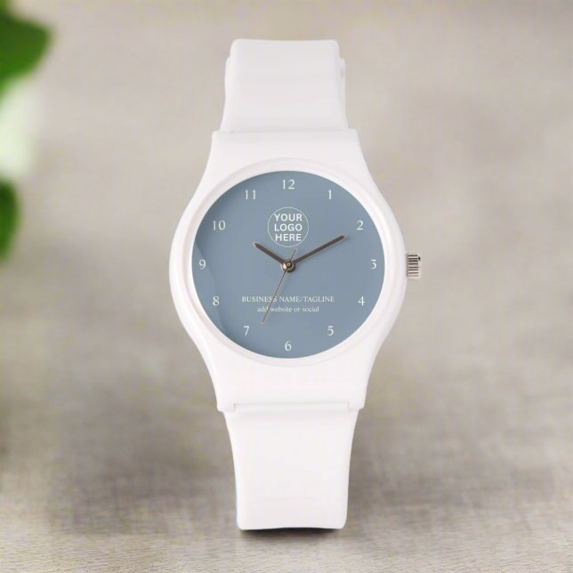 Custom Business Logo & Text l Professional Blue Watch (Creator Uploaded)