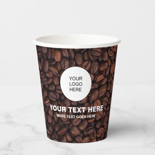Custom Business Logo Text Marketing Coffee Beans Paper Cups