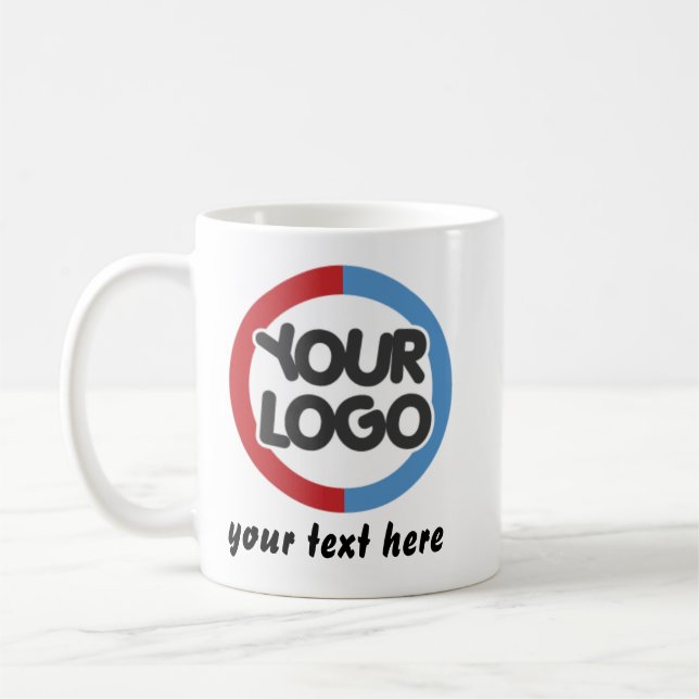 Custom Business Logo Text Mug for Businesses  Gift (Left)